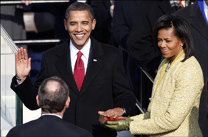 Giuramento Barack Obama con Michelle Giuramento Barack Obama con Michelle