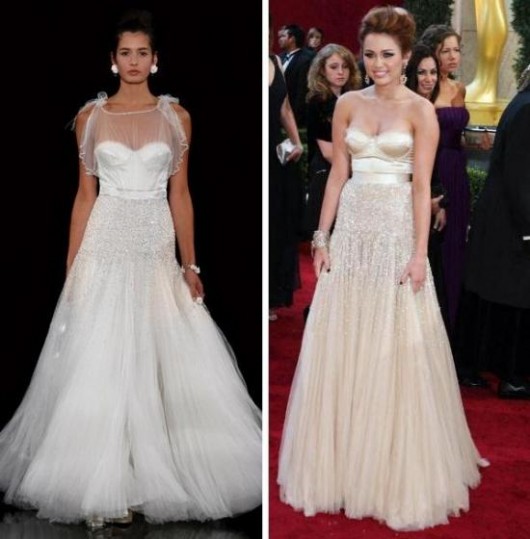 Miley Cyrus agli Oscar 2010 e modello Janny Packham da sfilate Miley Cyrus agli Oscar 2010 e modello Janny Packham da sfilate