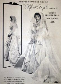 Pubblicità Alfred Angelo abito da sposa Liz Taylor ne Il padre della sposa