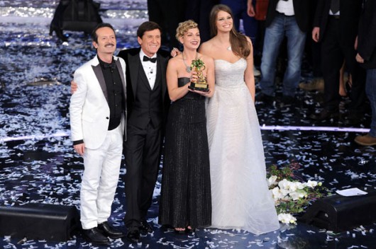 Rocco Papaleo, Gianna Marandi, Emma, Ivana Mrazova alla finale di Sanremo