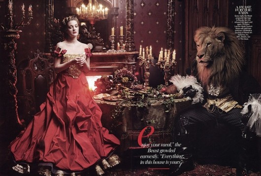 Drew Barrymore in Christian Lacroix Haute Couture in Beauty and the Beast Vogue April 2005