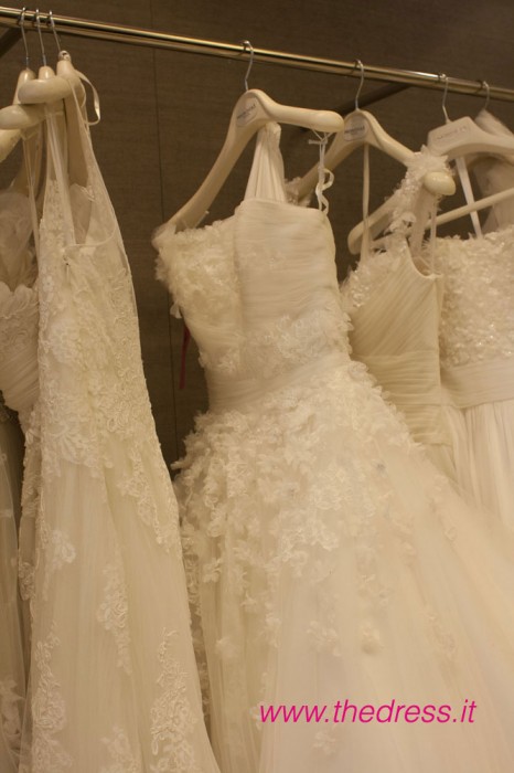 "Diagonal" wedding dress from Pronovias collection 2013 as seen at preview in Milan flagship store