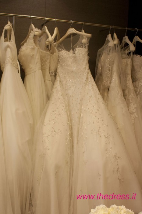 Wedding dress from Pronovias collection 2013 as seen at preview in Milan flagship store