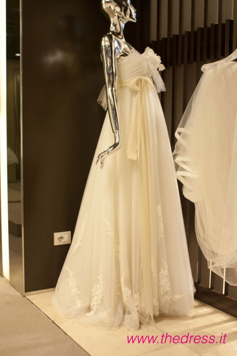 Wedding dress from Pronovias collection 2013 as seen at preview in Milan flagship store