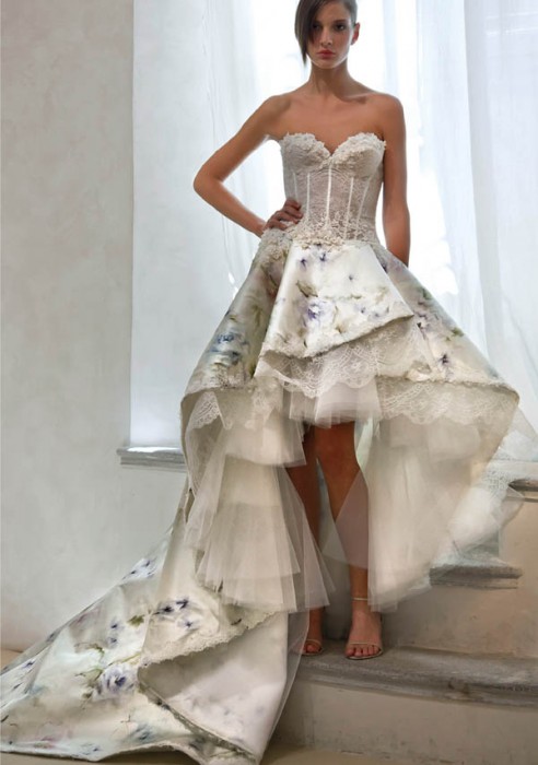 High-low hemlines Elisabeth B wedding dress 2012