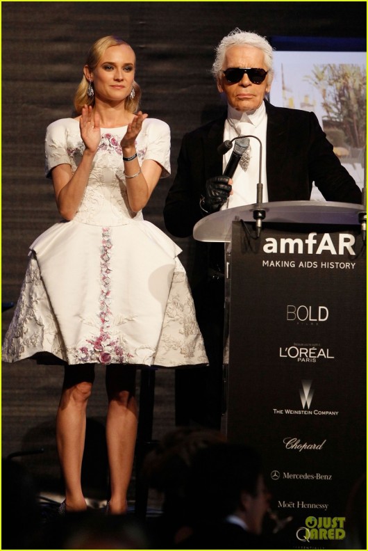 Diane Kruger & Karl Lagerfeld amFAR Gala 2012