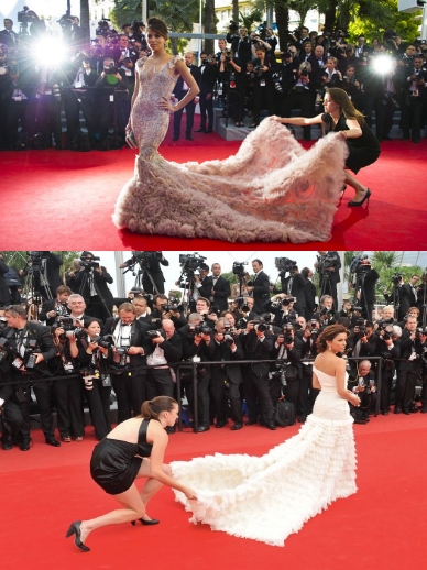 Eva Longoria a Cannes 2010 in Emilio Pucci e a Cannes 2012 in Marchesa
