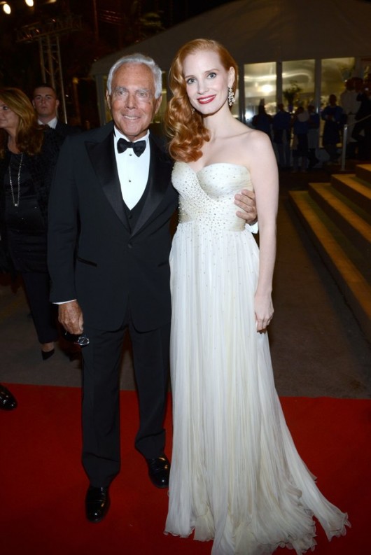 Jessica Chastain in Armani con Armani, Cannes Film Festival, 18.5.12, Foto Getty