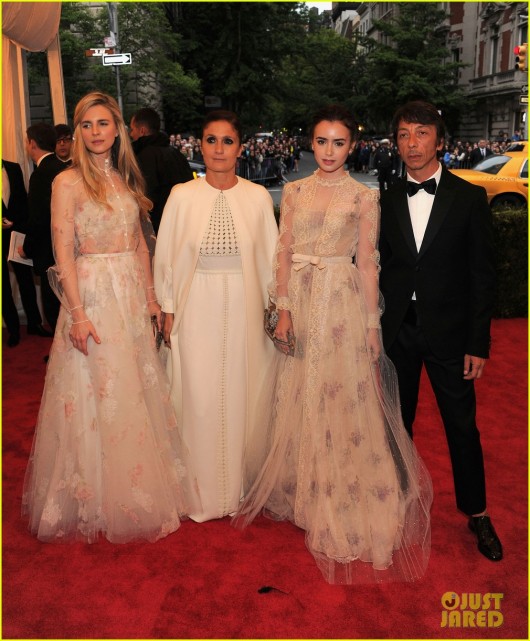 Lily Collins and Brit Marling in Valentino at Met Ball 2012 - JustJared