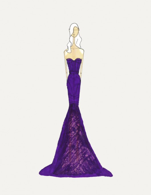 Vera Wang sketch for Crystal Lourd Met Ball 2012 - verawang.com