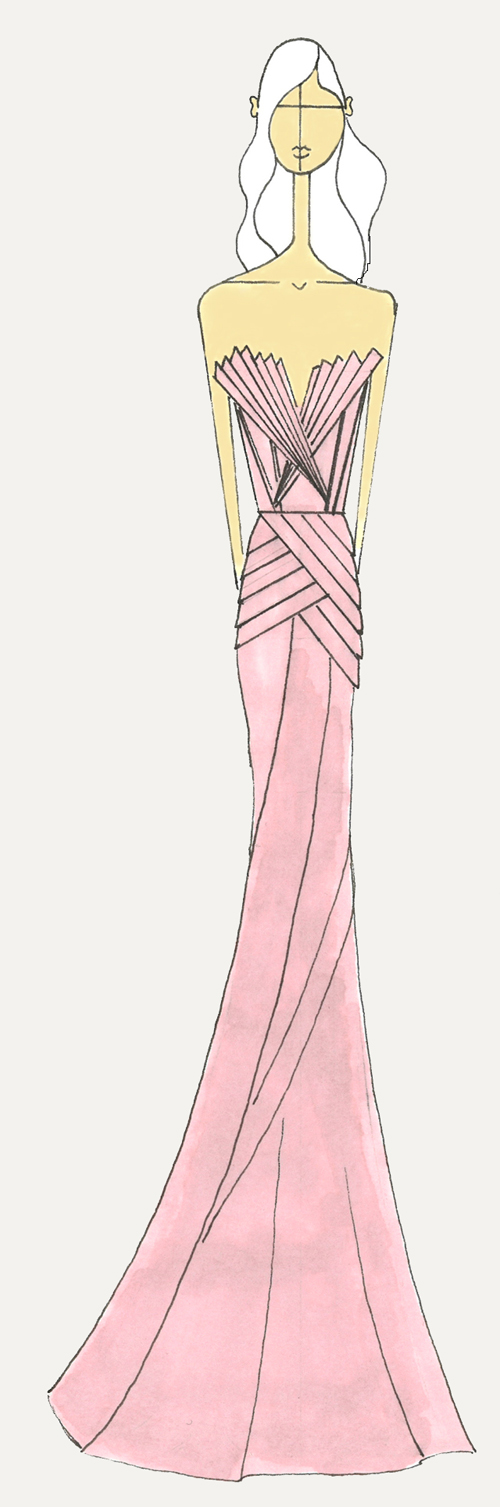 Vera Wang sketch for Paula Patton Met Ball 2012 - da verawang.com