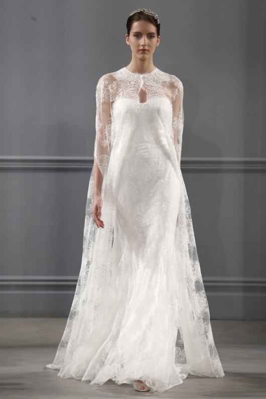 abito e mantella da sposa Monique Lhuillier Spring 2014 10 foto George Chinsee