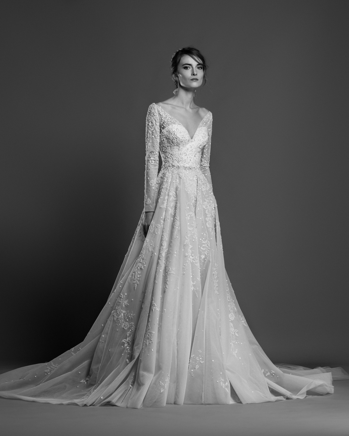 abito da sposa georges-hobeika-spring 2019 con maniche velate